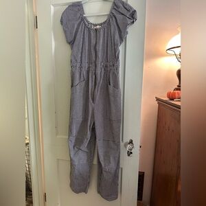 LONGWAY California railroad jumpsuit overalls denim cotton medium petite ethical